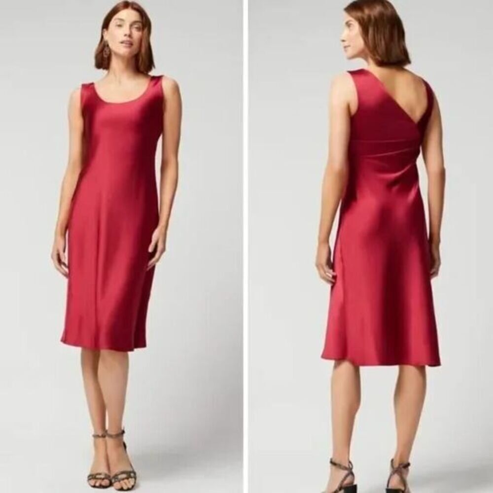 New! White House Black Market Sleeveless Satin‎ Slip Dress in red, size 4